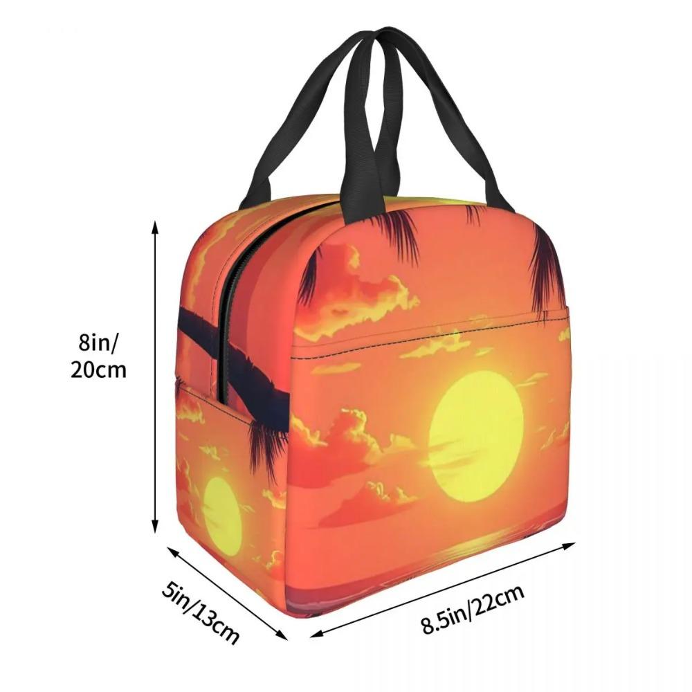 Summer Beach Sunset Palm Tree Design Insulated Lunch Bag for Women Kids Leakproof Food Boxes Thermal Lunch Box Tote