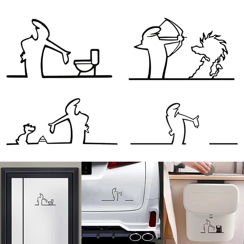 La Linea Minimalistická Kresba Samolepka na Auto Nárazník a Okno Dveře Samolepka na Zeď s Designem Kreslené Postavičky Domácí Dekorace Auta