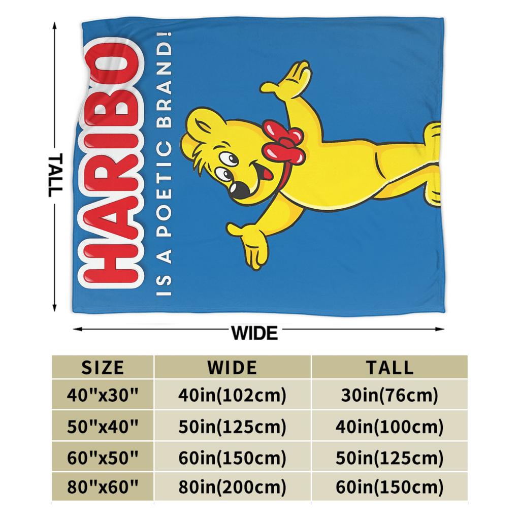 Haribo Bear Candy Flannel Blanket Winter Soft Durable Throw Blanket for Students Couch Bed Novelty Bedspread Sofa Bed Cover