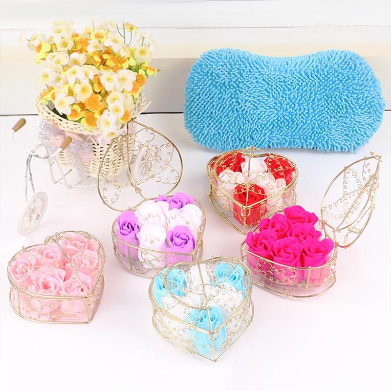 1 st Tvålblomma Simulerad Blomma Alla Hjärtans Dag Gåva Ros Hjärta Låda