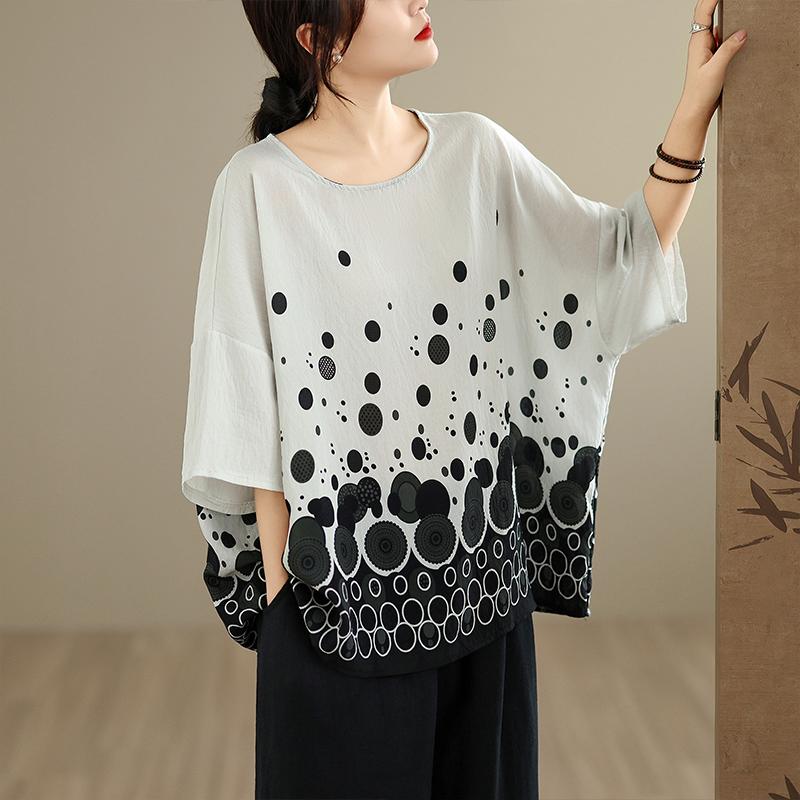 DIMANAF 2026 Sommer Übergröße T-Shirt Damen Print Locker Lässig Rundhals Damen Oberteile T-Shirts Oversize Neu