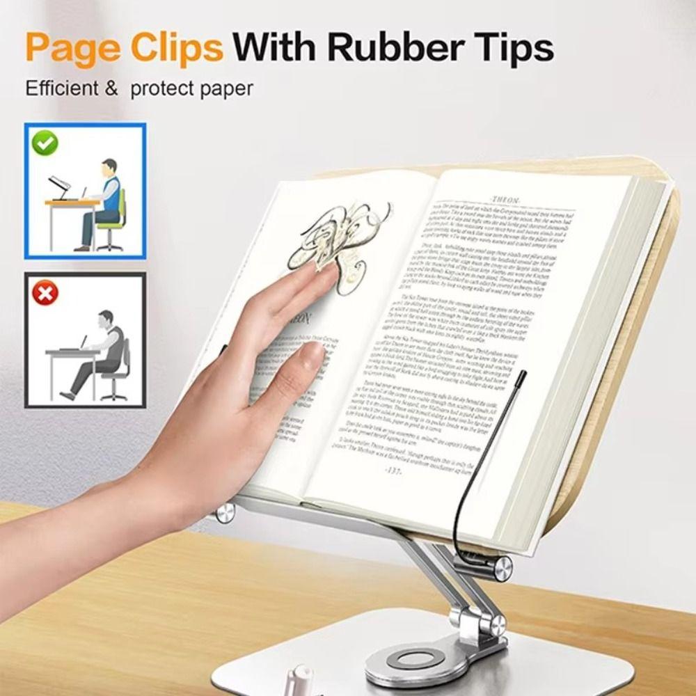 360° Rotating Base Reading Rack Foldable Laptop Holder Multi-Function Book Stand  for Readers