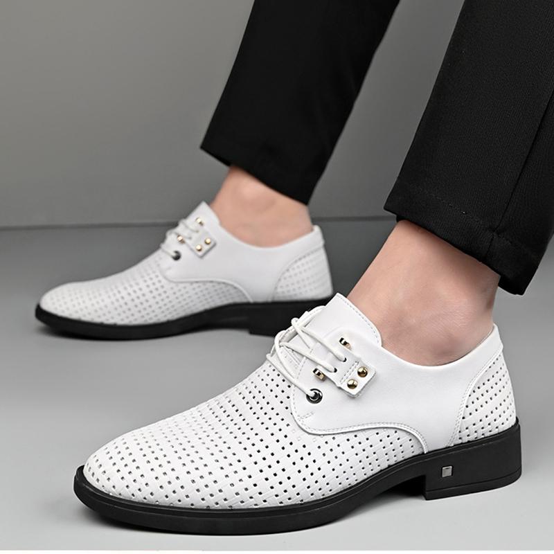 Gentleman Summer New Men's Black White Breathable Knit Pattern Oxford Shoes Designer Formal Wedding Dress Homecoming Footwear