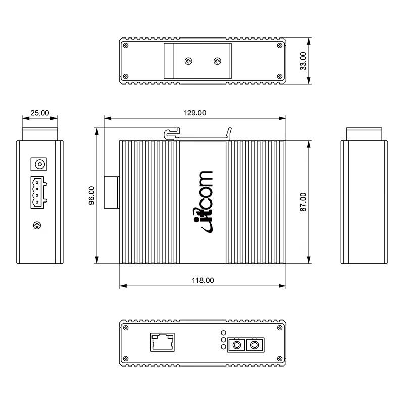 Industrial Gigabit Fiber Media Converter with DIN Rail Mount