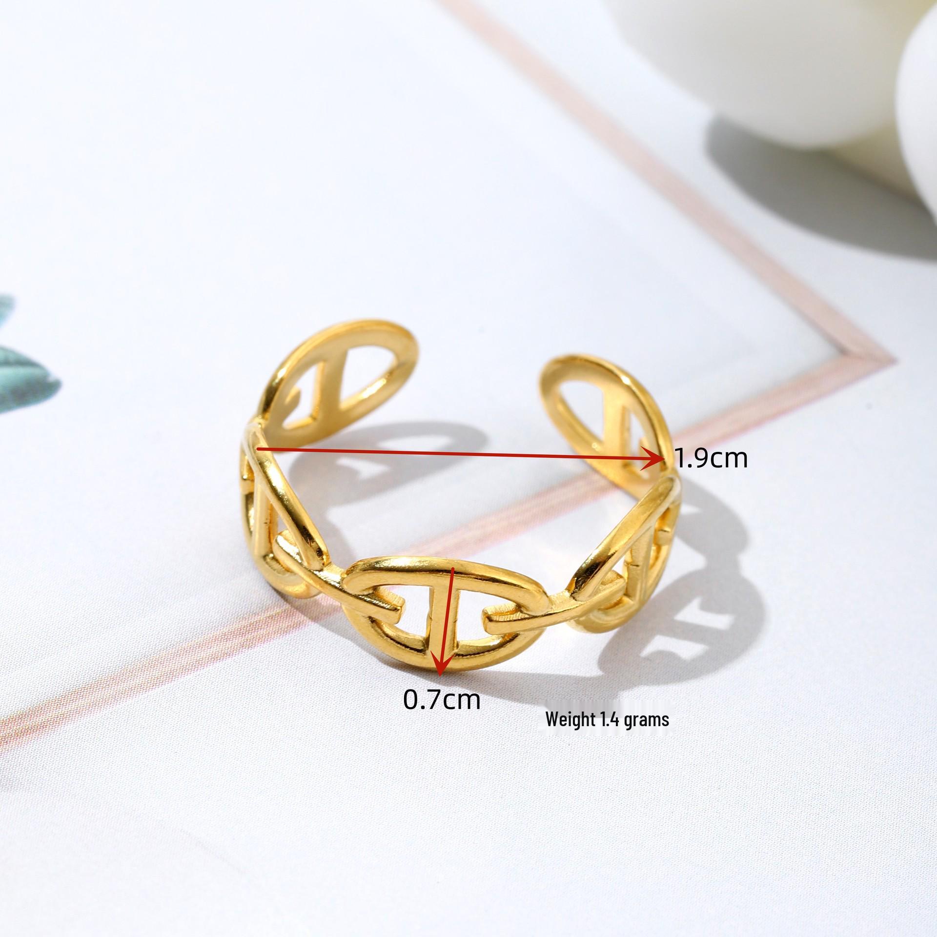 European & American Titanium Steel Gold-Plated Open Adjustable Women s Ring: Niche Light Luxury, Colorfast Plain Band.