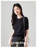 Hollow out short sleeved knitted sweater for women in 2026 spring fashion, versatile and slimming casual top