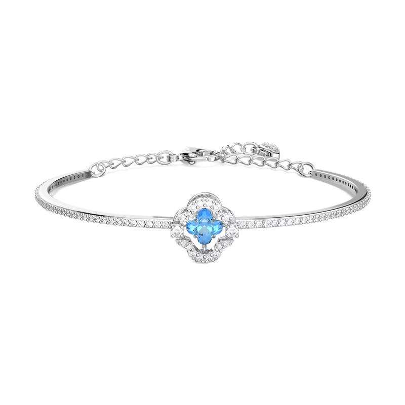 Swarovski Sparkling Dance Lucky Four Leaf Clover Rhodium Plated Bracelet Women s Silver 5642922