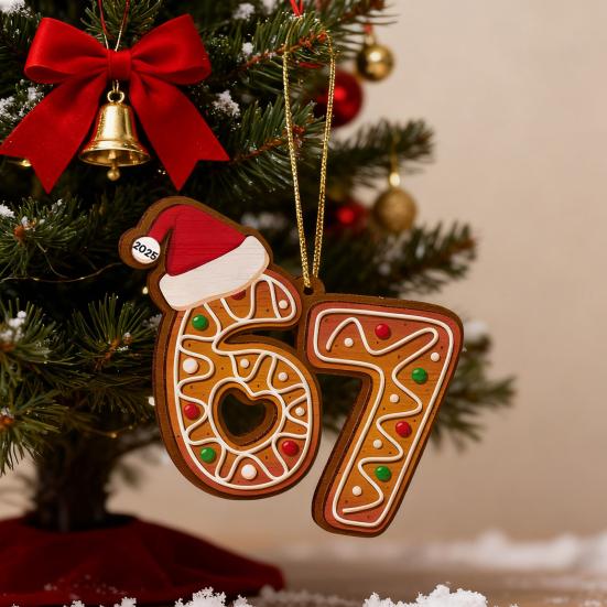 Vánoční 67 Akrylová ozdoba Vtipný 67 Mém Závěsná ozdoba Šest Sedm Perníček Ozdoba na vánoční stromeček Dárek pro teenagery Děti Rodinu Přátele