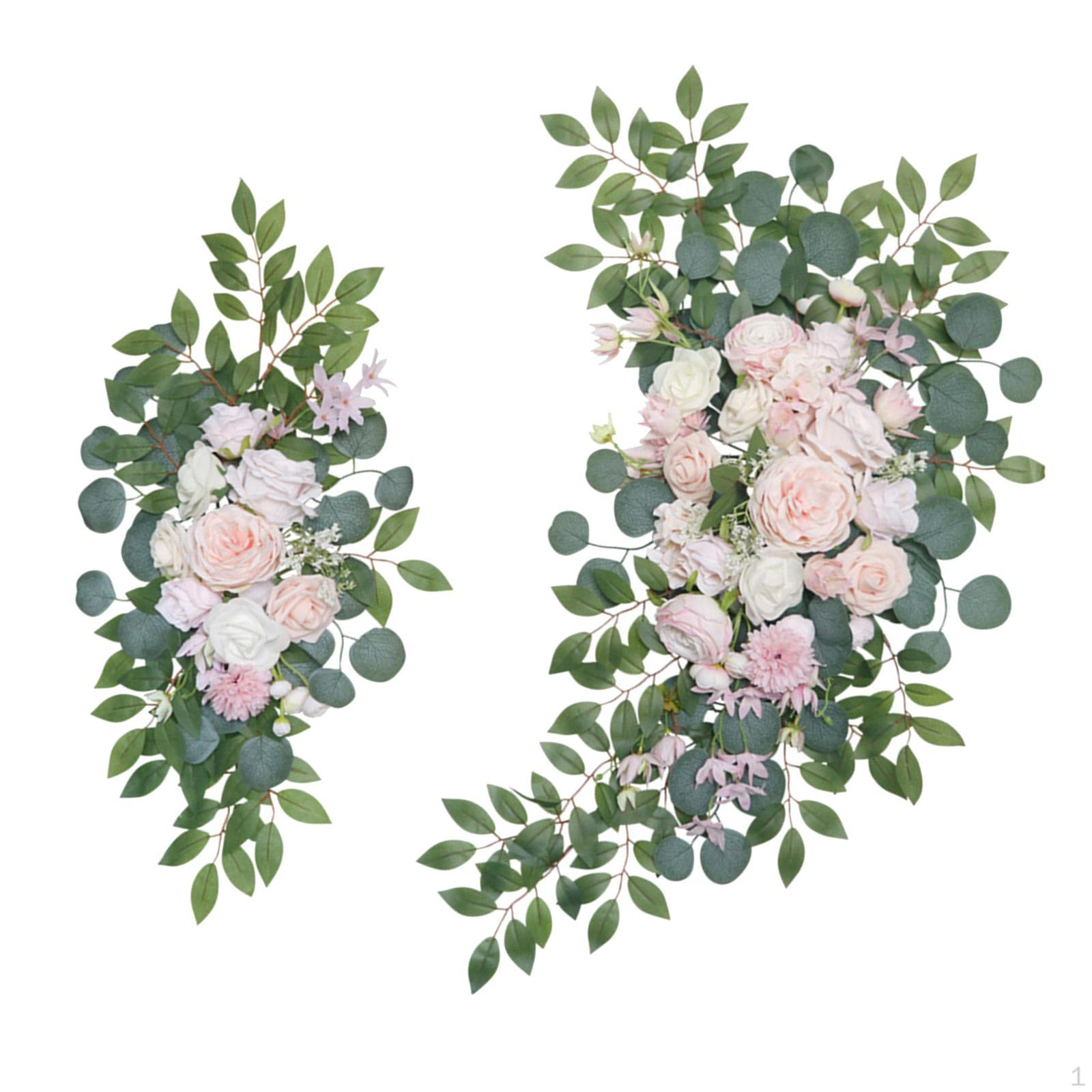 2Pcs Silk Wedding Arch Flower Door Wreath Arrangement Rose Decorative Decoration Artificial