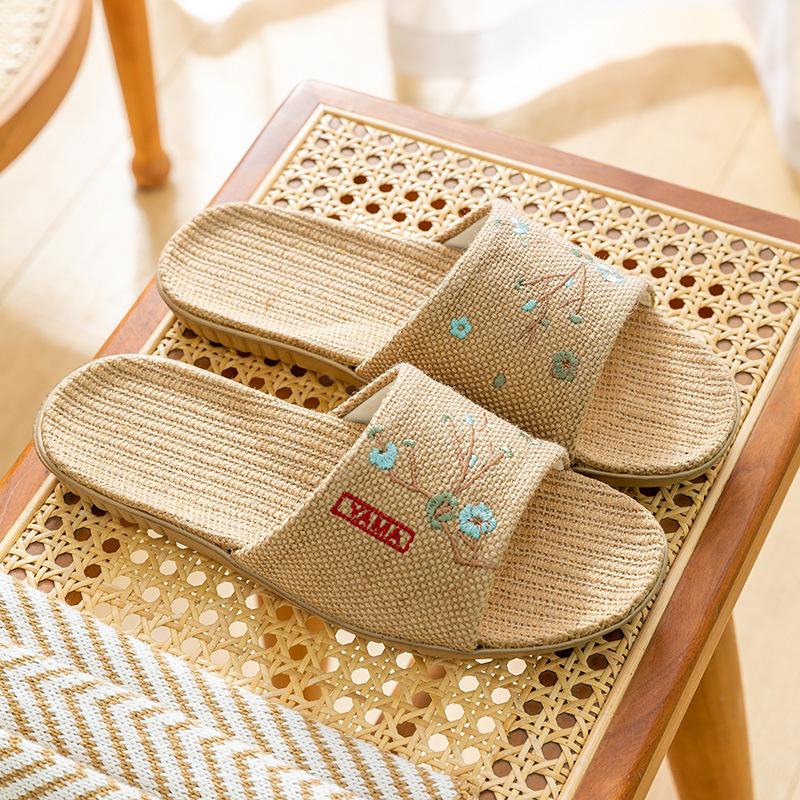 

Летние женские пляжные тапочки, удобные льняные шлепанцы, женские нескользящие шлепанцы из конопли, женская домашняя повседневная обувь, сандалии 35-36 синий