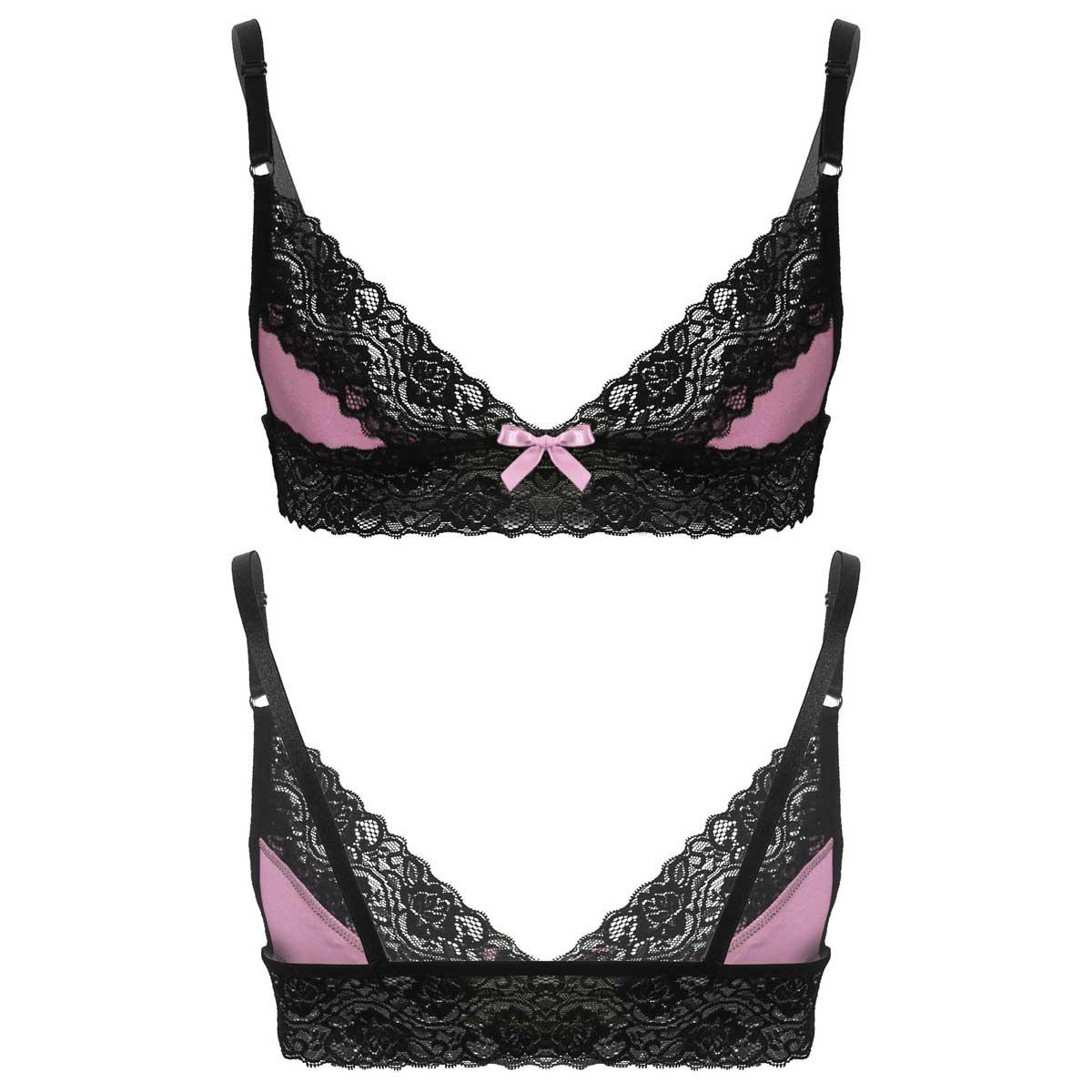 

Мужской кружевной бюстгальтер без косточек с цветочным принтом без подкладки, топ без косточек, нижнее белье без косточек, кроссдресс XL розовый