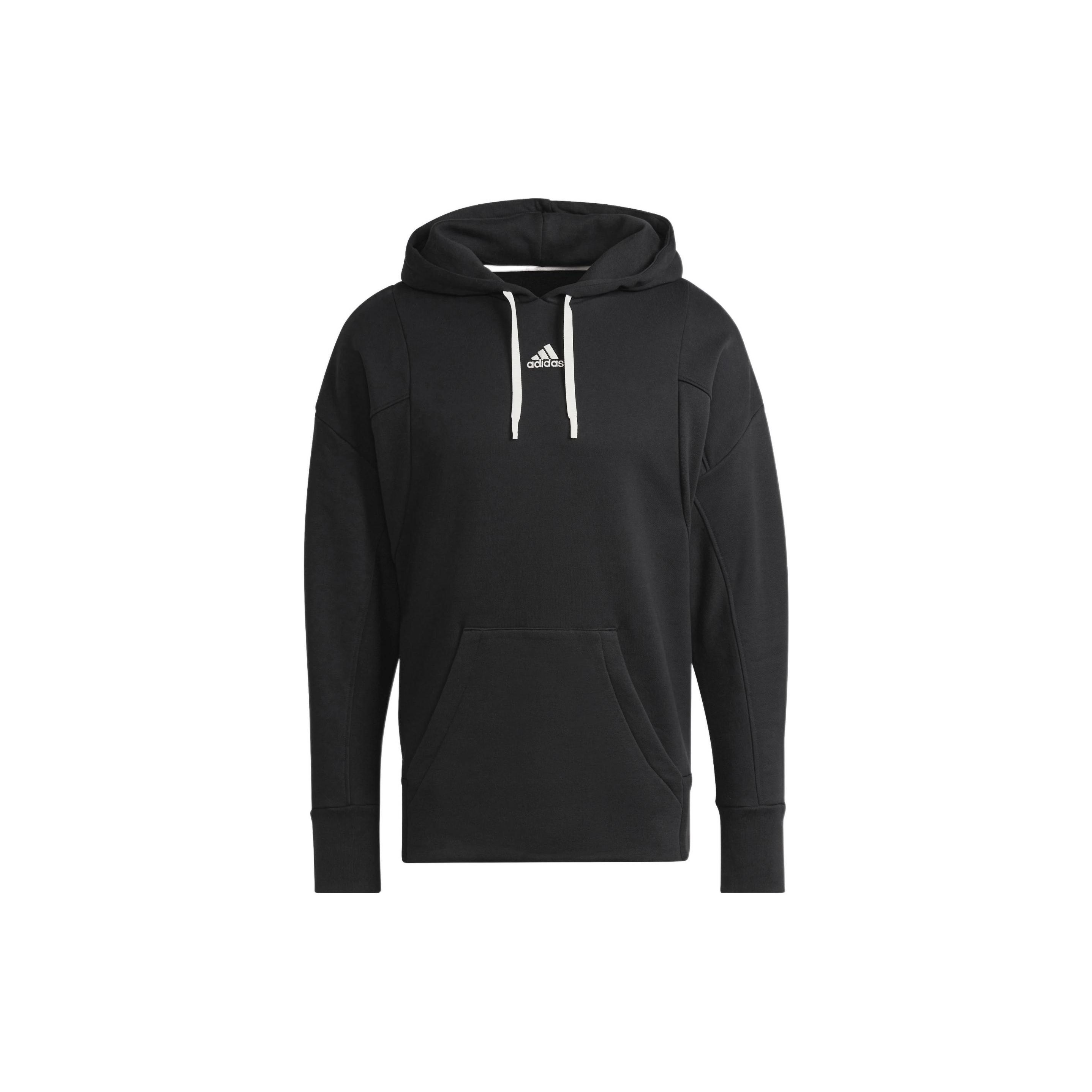 

Adidas Logo Print Hooded Pullover Sweatshirt Casual Long Sleeve Tops Men Black HC3479 S