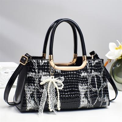 Nouveau Sac à Main Arqué à Motifs Perles pour Femme Sac Bandoulière Polyvalent Imprimé Crocodile