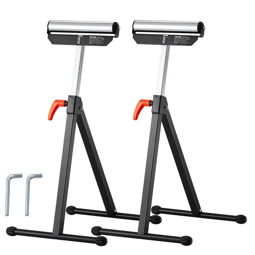 2 PCs Woodworking Roller Stands Max Load 135 lb Adjustable 26.8-42.5 in