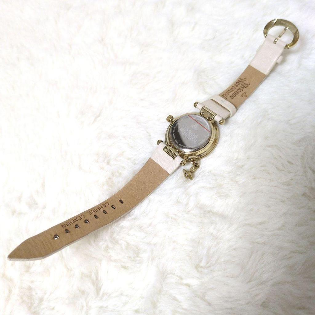 Used Vivienne Westwood White Leather Analog Watch Orb 2 Gold