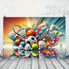 2D Colorful Sports Background for Kids Room & Gym Decor