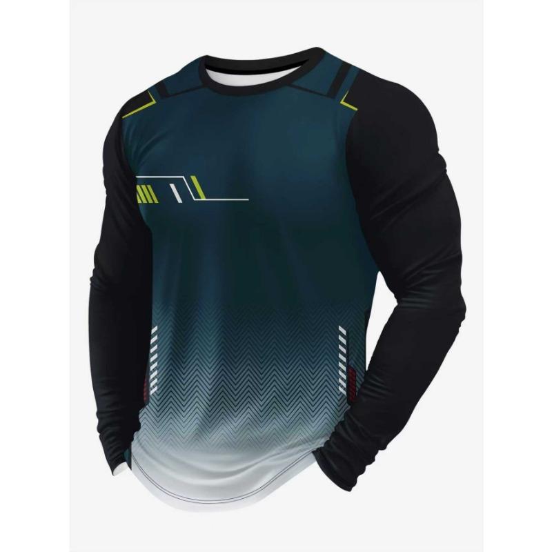 Mexican Men's Football Long Sleeve Jersey Aztec Round Neck Comfortable Sports Long Sleeve Top Mayan Civilization Print