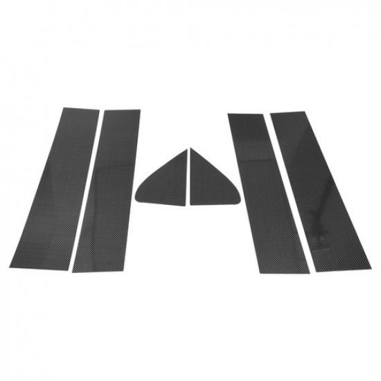 6 Pcs Door Pillar Window Trim for Chevy Silverado Carbon Fiber Pattern Black