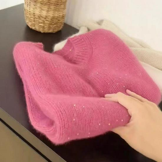 2024 Tea-Themed Fashionable Women's Knitted Sweater Cardigan - Early Autumn, Round Neck, High-End Style.
