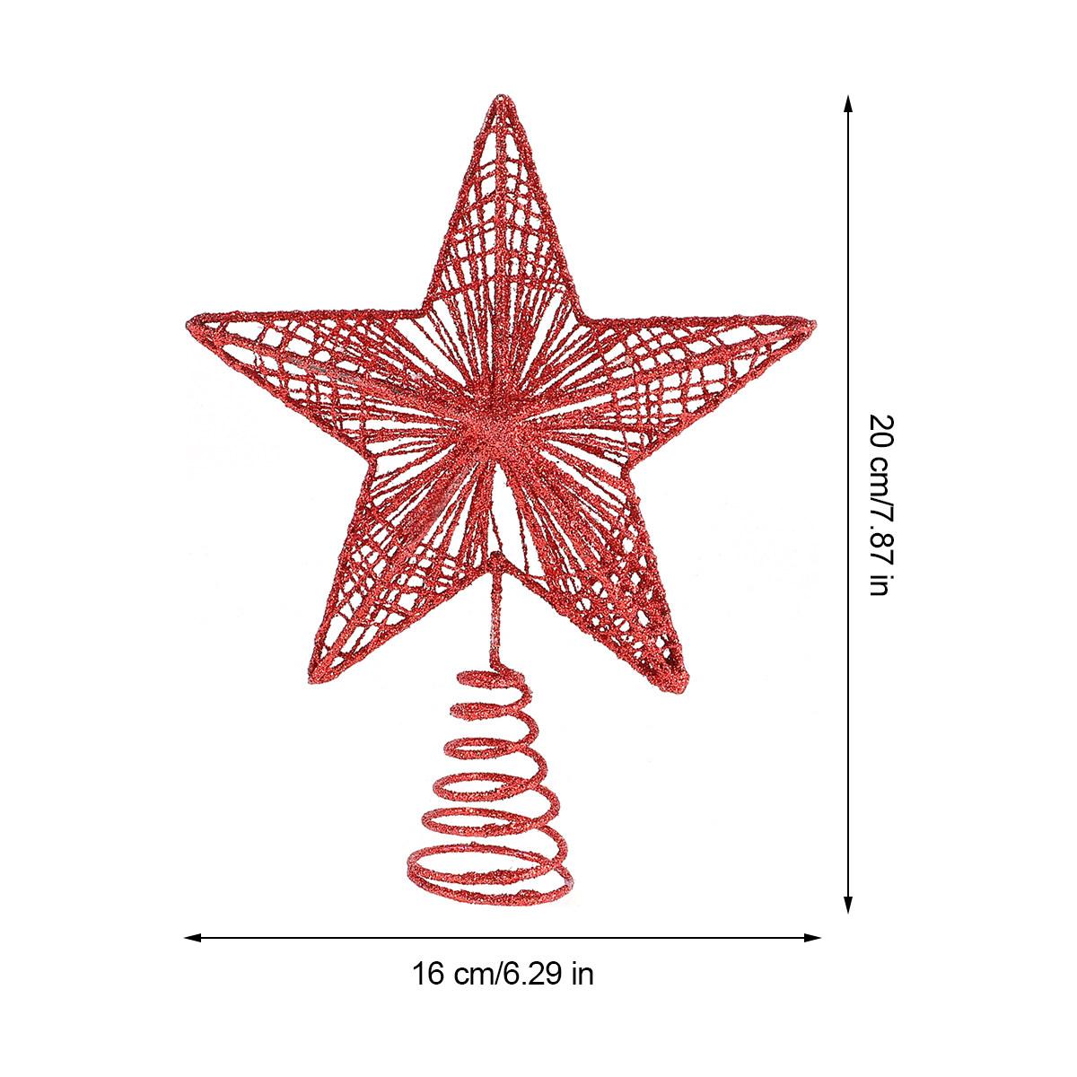 

1pc Tree Top Star 6 Colors 3D Five-Pointed Star Ornament For Christmas Tree Decorative Iron Art Festive Treetop Decoration красный