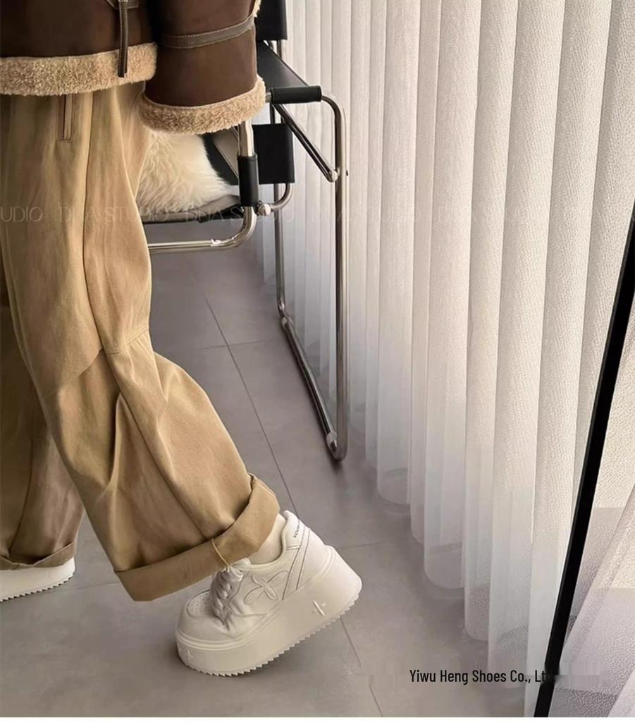 Baskets blanches à semelles épaisses pour femmes: Chaussures à plateforme automne 2025, Style sportif décontracté polyvalent augmentant la hauteur