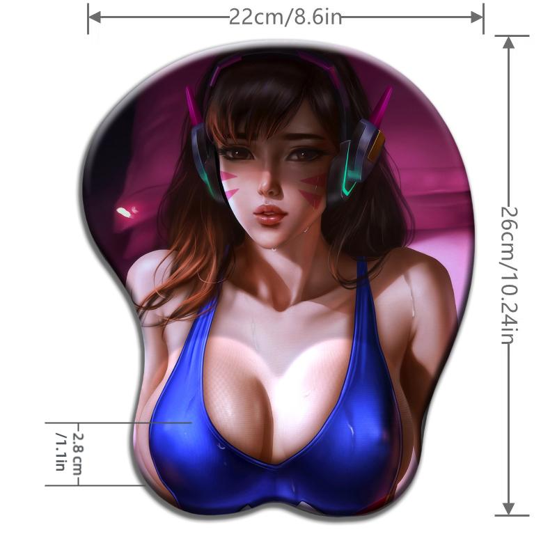 

E-sports Game Style D.va blue swimsuit Oppai 3D Silicone Wrist Rest Mouse Pad Kawaii Boob Desk Pad Use Ergonomic 26x21x2.8 cm