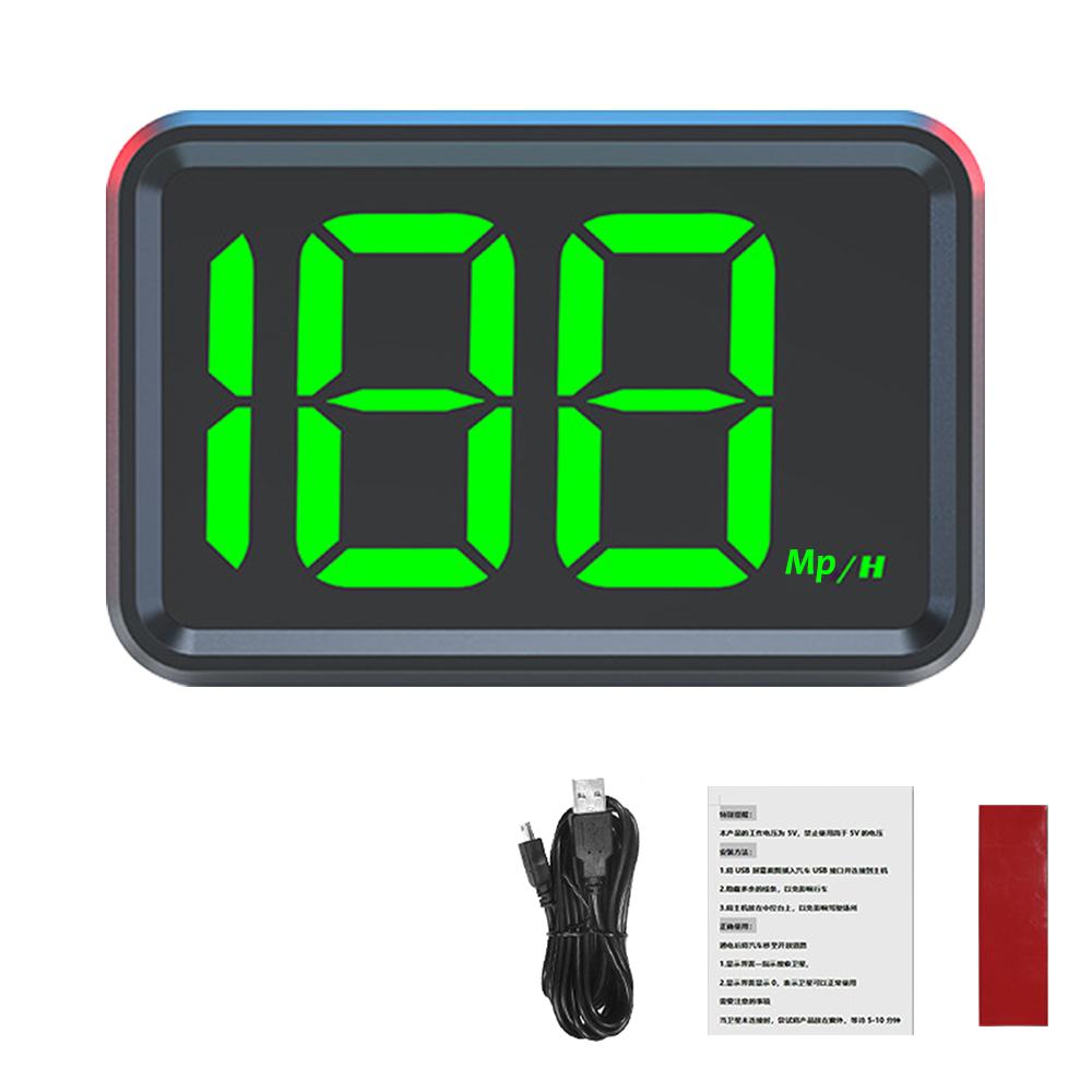 White Green Light Display USB Plug Big Font Digital GPS HUD Speedometer X1 HUD KMH MPH Meter Car Head Up Display