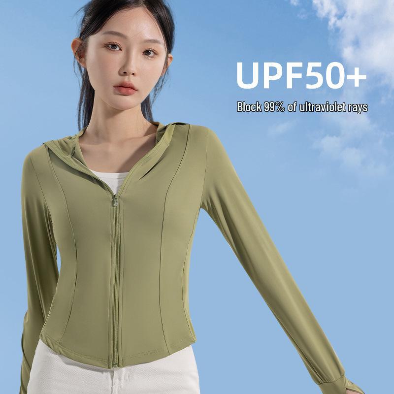 2025 Women's Black Slim Fit Sun Protection Ice Silk Jacket: Breathable, UV-Protective Summer Sportswear