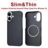 For Iphone 16 Carbon Case Aramid Fiber Kevlar Fabric Thin Hard Cover Magnetic Balck Slim Light Red 600d Premium 1500D