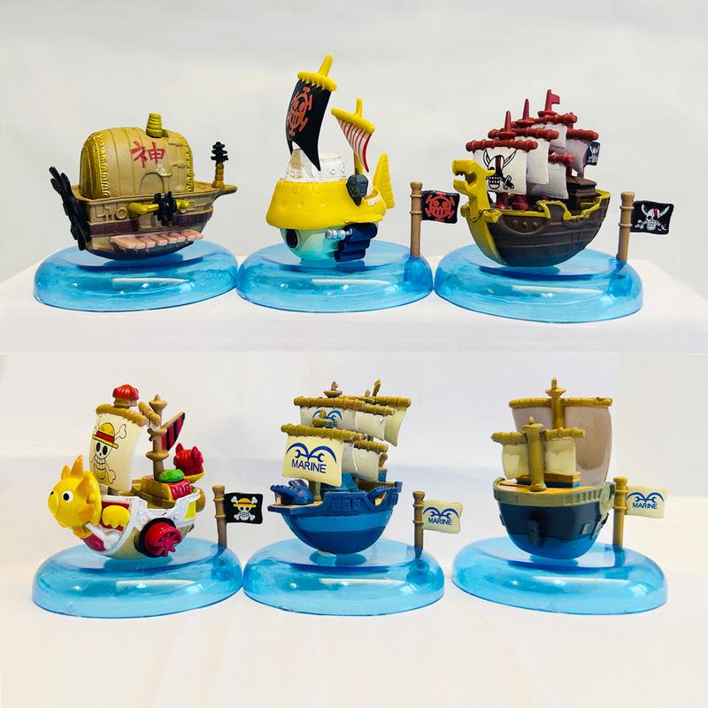 New 8 Pirate Ship Straw Hat Road Plum Blossom Anime Good News Sun Blackbeard Model Ornament Twisted Doll Acg Toy Gift