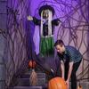 Sound Activated Party Prop 200cm Halloween Flying Witch with Scary Sounds & Glowing Eyes, Floating for Lawn Creepy Garden Yard Lawn, Haunted