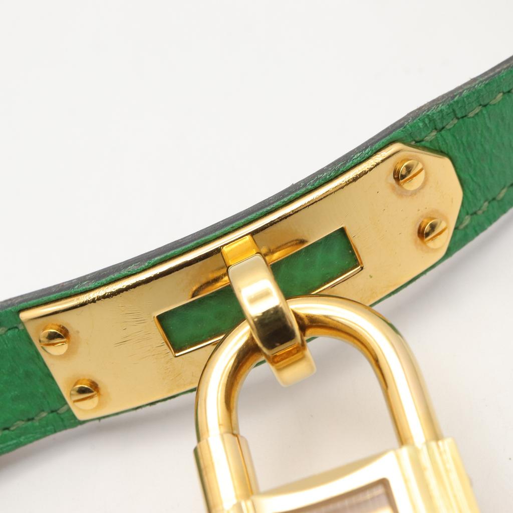 Used HERMES Kelly Watch Wrist Watch KE1.201 Quartz Gold Plated Leather Belt Used Women
