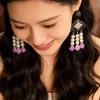 Elegant Amethyst Pearl Black Wood Tassel Earrings for Autumn & Winter