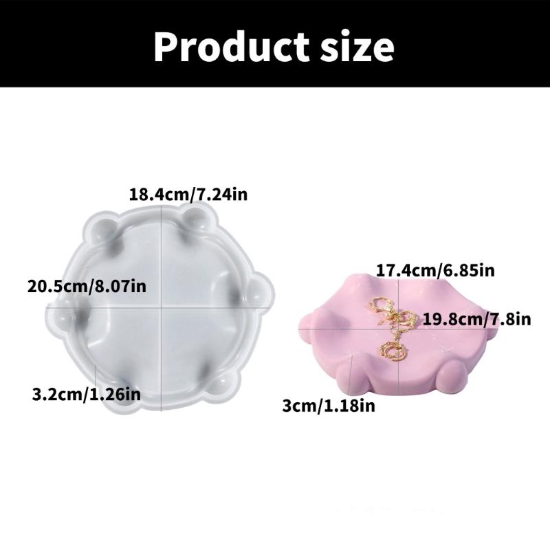 Round Shaped Jewelry Holder Plate Mold Sturdy Silicone Epoxy Resin Tray Mold with Curved Brim for Unique Craft Projects