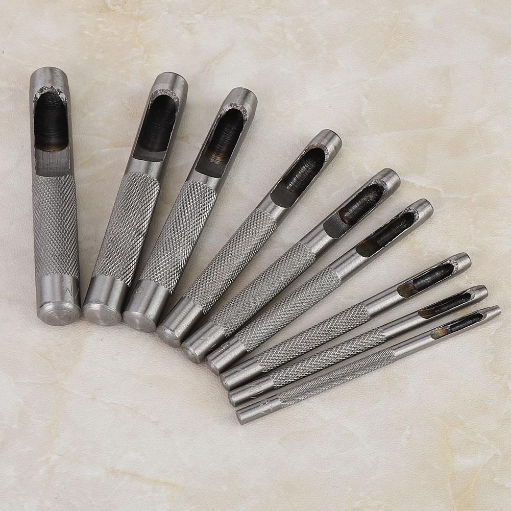 9pcs Leather Hollow Punch Set Belt Hole Puncher Leather Craft Tool 2.5 10mm