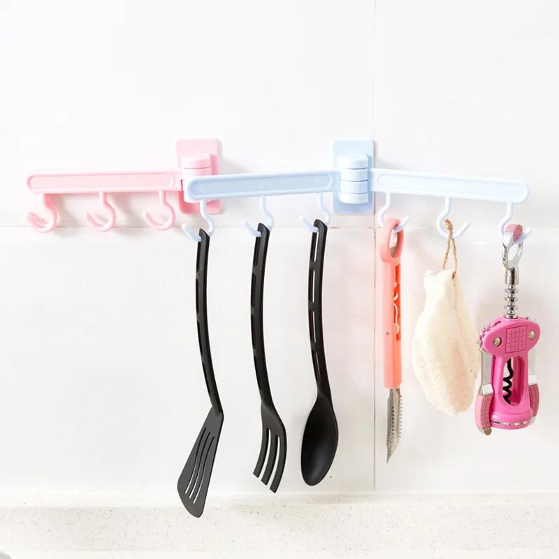 

Портативные кухонные инструменты для дома, многоцелевые вращающиеся вискоза, пластик, настенный крючок для двери, вешалка для хранения полотенец, яркие цвета синий