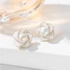Elegant White Flower Shell Earrings Women's Temperament Niche Design Pearl Stud Earrings for Female Wedding Party Jewelry Gifts
