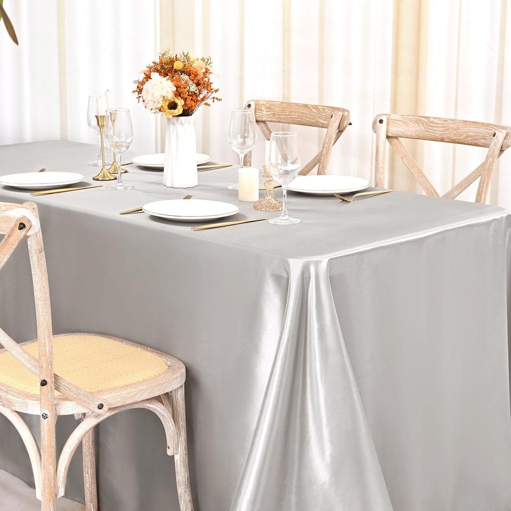 Satin Table Cover Rectangle Silky Soft Table Cloth, Satin Dining Tablecloths for Wedding Banquet Table Decoration, Dining Room