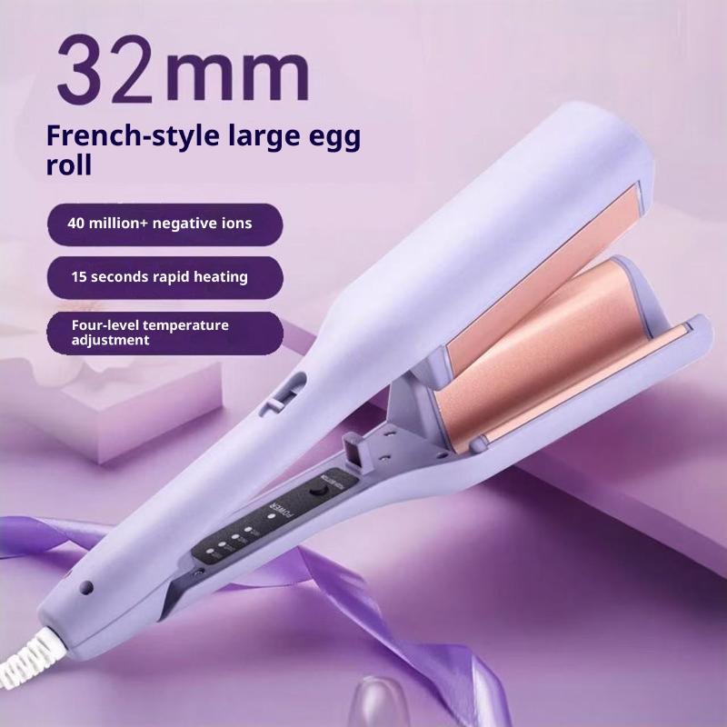 32Mm Electric Curling Iron Lambswool Curling Tool Long Lasting Styling French Anti-Flame Design For Wide Deep Waves