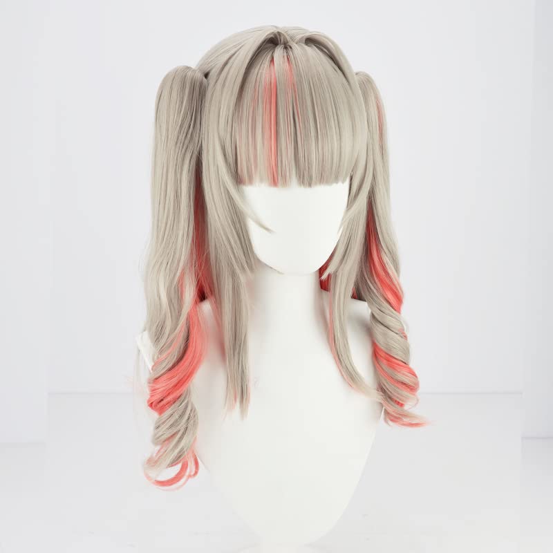 Makai No Ririmu Cosplay Wig with Net, Gray To Pink Gradient, Heat-Resistant