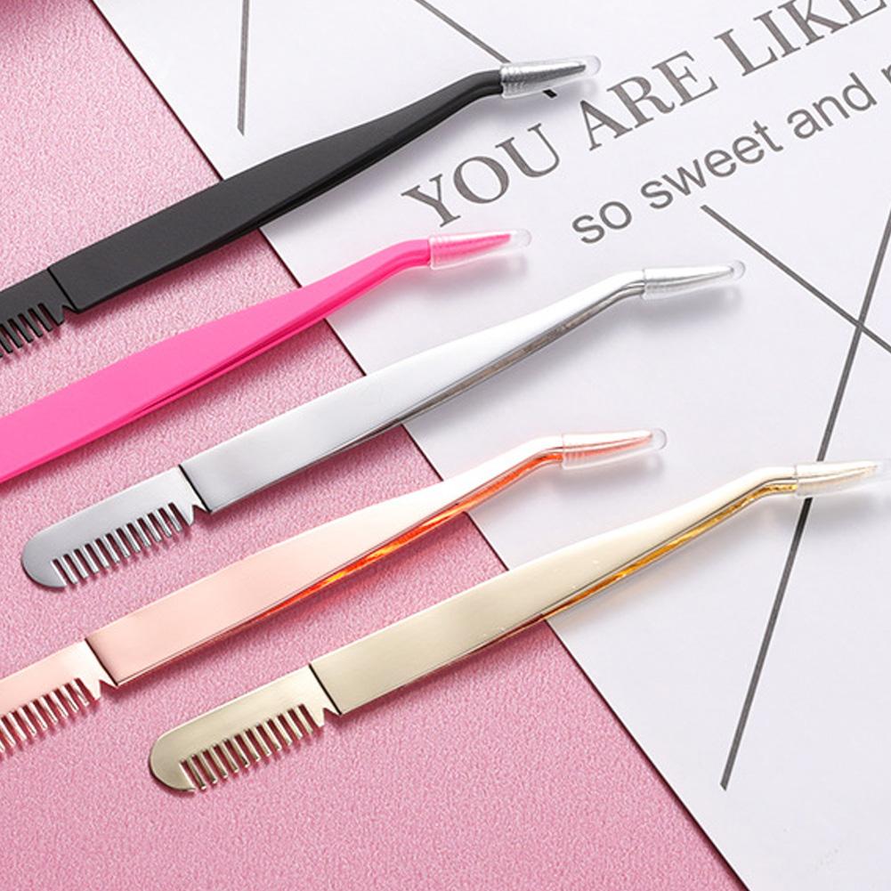 False Eyelash Tweezers False Eyelashes Applicator Steel Eyelash Extension Curler Nipper Clip Clamp Makeup Tools