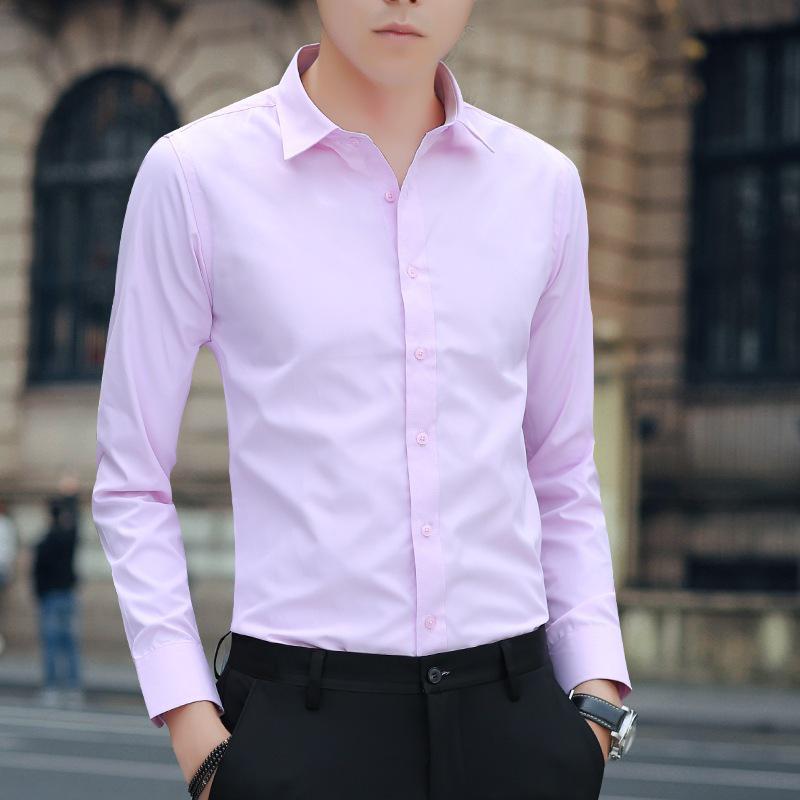 Men's Slim Fit Long Sleeve White Shirt - Stylish Formal Autumn Trend