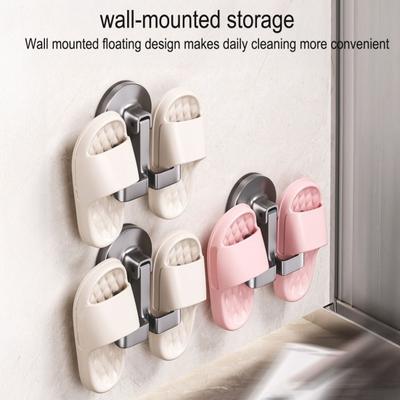Wall Mounted Slipper Hook No Drilling Shoe Rack with Push-to-Lock Vacuum Seal Quick Dry Slipper Organizer Hook Waterproof Flip-Flops Hook for Bathroom