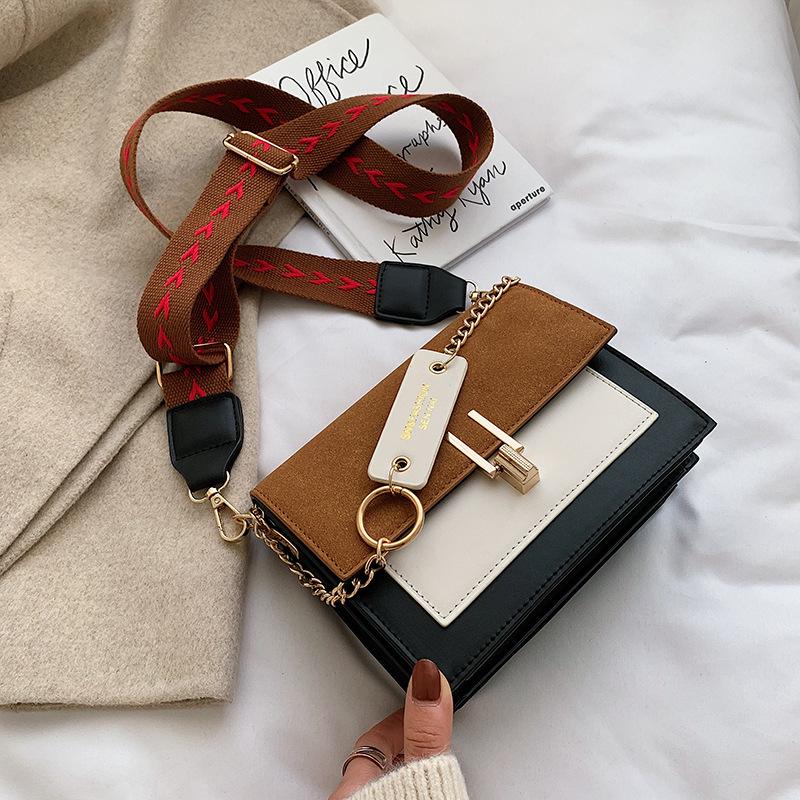 Korean Style Frosted Fabric Color Block Shoulder Bag - Autumn/Winter Fashion