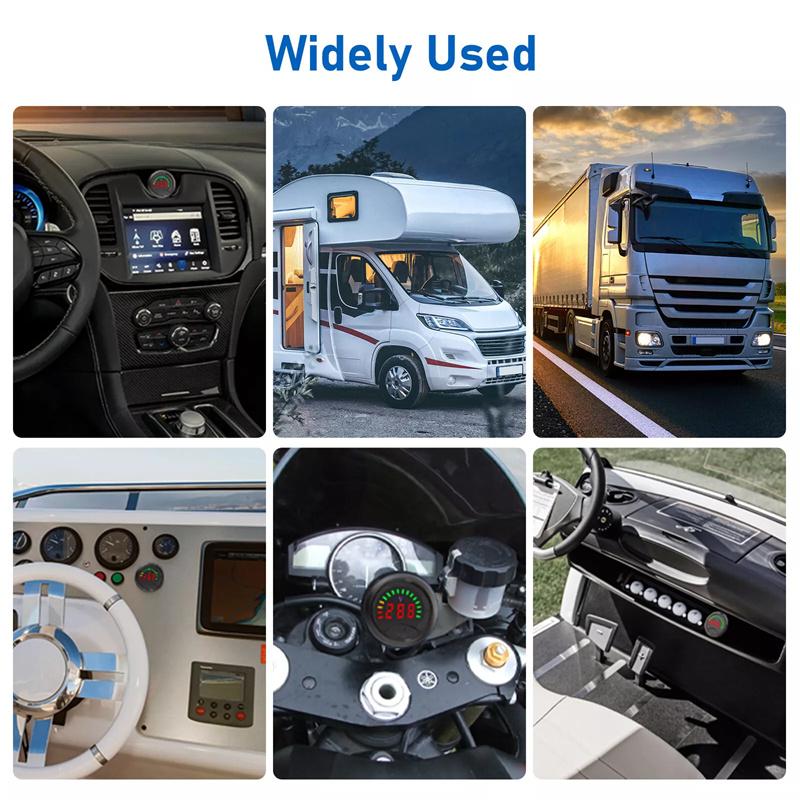 Mini Led Digital Voltmeter Dc Dc7-100V Display Round Two-Wire Car Voltage Current Meter Volt Detector Tester Monitor Pane