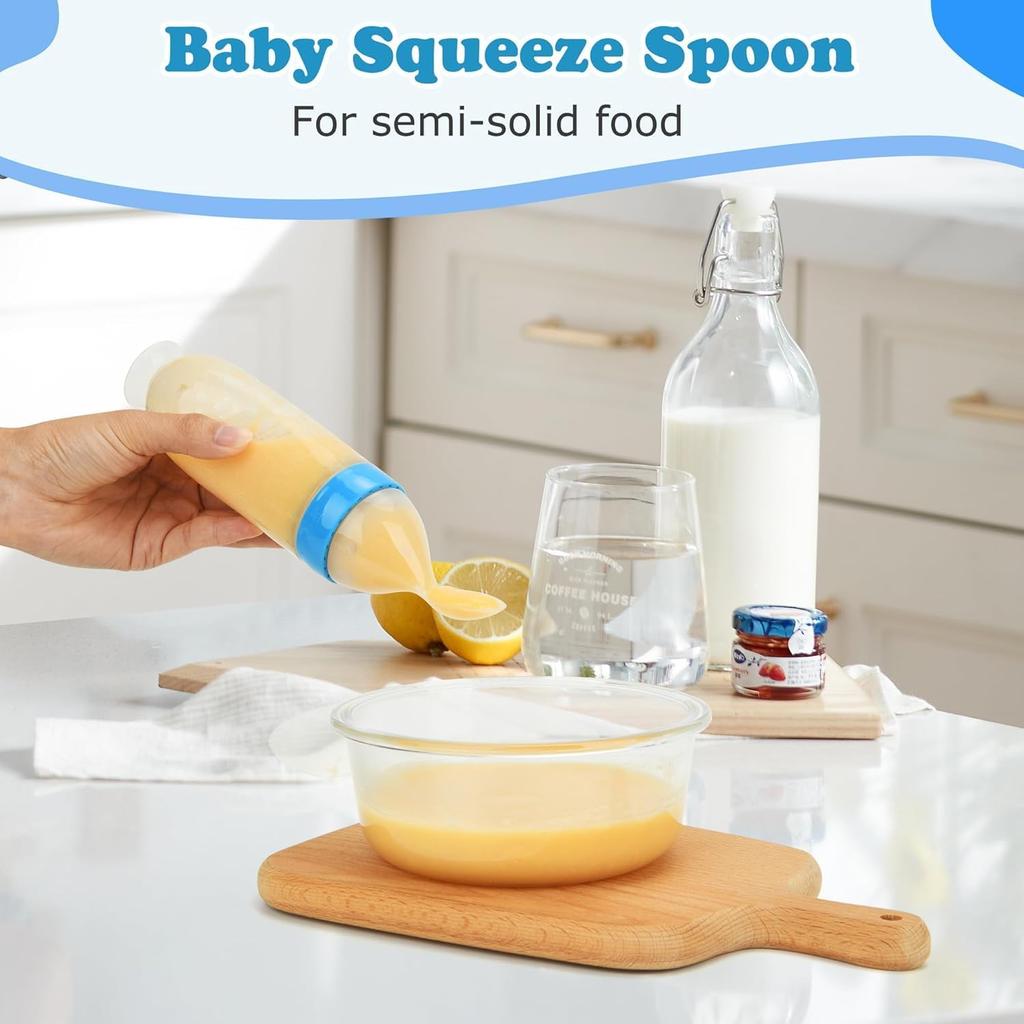 Pack of 2 Baby Spoon Bottle – Soft Silicone Feeding Bottle with Spoon for Easy Feeding