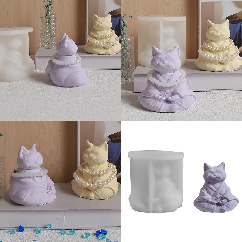 Cats Statue Silicone Candle Molds for Making Candle Soap Home Decoration Fondant Silicone Molds for Chocolate Baking