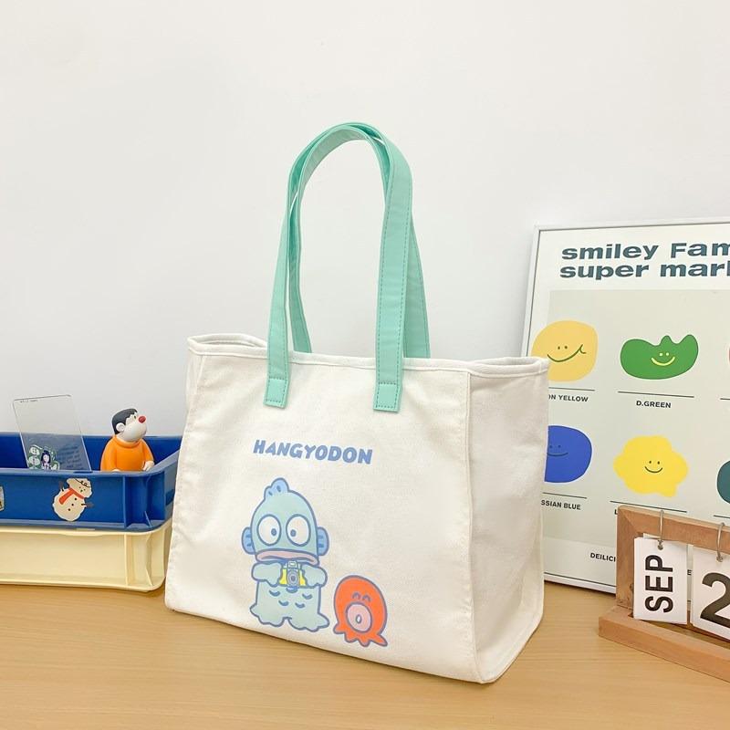 

New cute cartoon style canvas hand bag office worker large capacity out commuting women shoulder bag