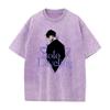 Anime Solo Leveling Sung JinWoo Graphic Print T Shirt Men Vintage Washed Tshirts Manga Cotton Tee Harajuku Male Casual T-shirt