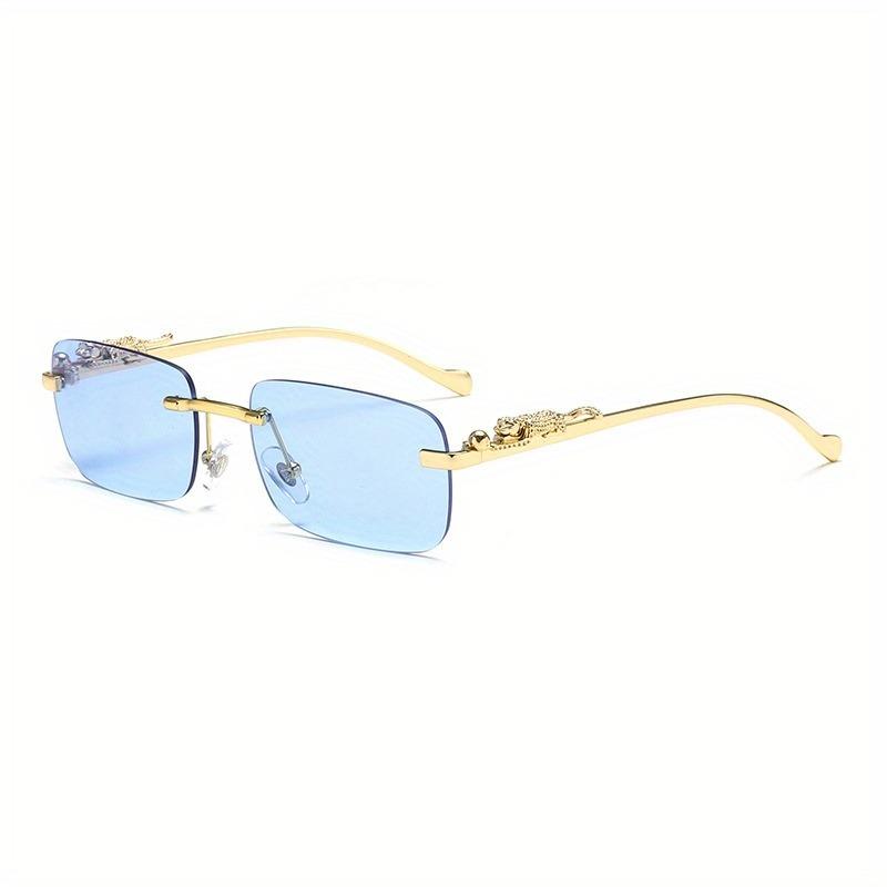 Leopard Patterned Decorative Frameless Square Fashion Glasses Suitable for Retro Leopard Head Metal Glasses for Men and Women